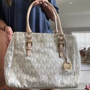 Michael Kors White and Tan tote
